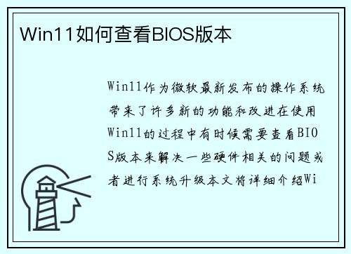 Win11如何查看BIOS版本